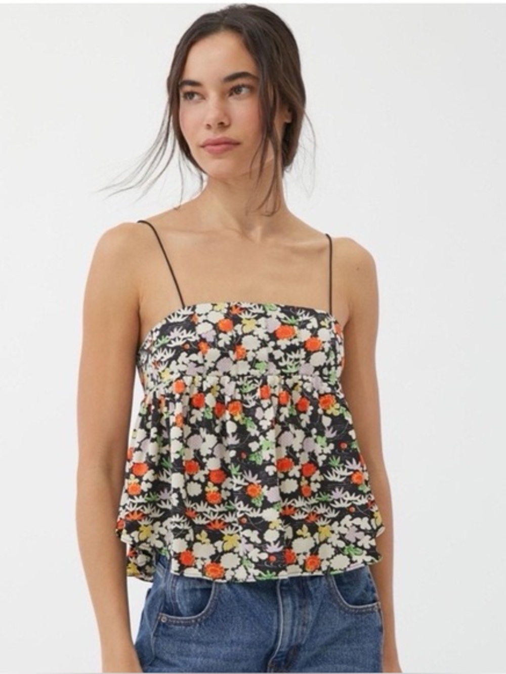 URBAN OUTFITTERS Floral Spaghetti-Strap Peplum Top 
LIKE NEW    ORIGINAL PRICE